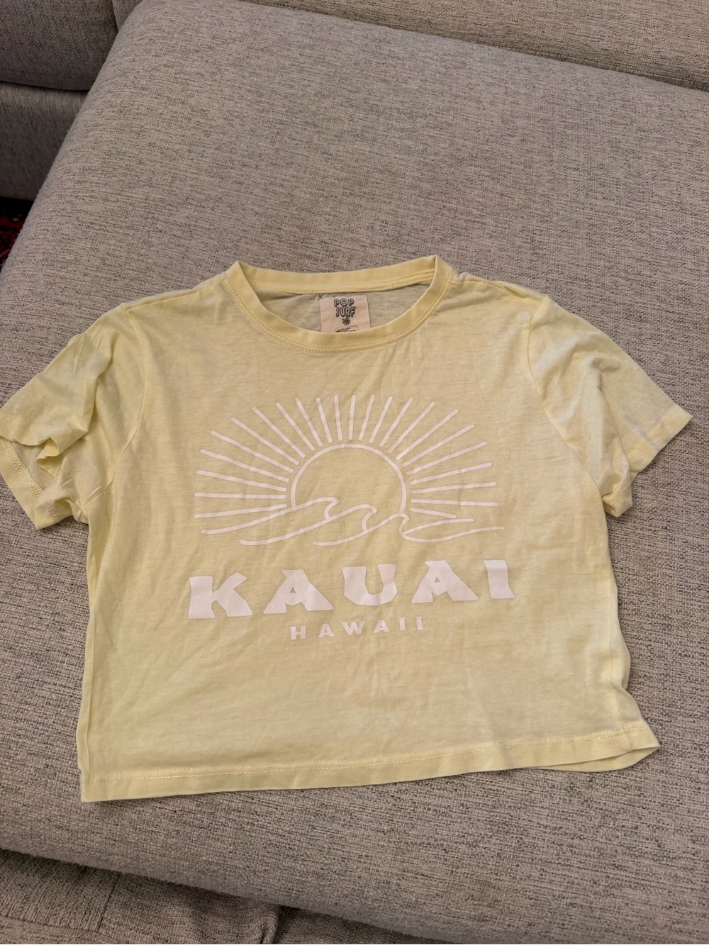 Kauai Hawaii Yellow Graphic Cropped Baby Tee